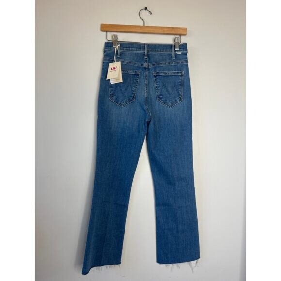 NWT Mother The Hustler Ankle Fray Mid Rise Crop Bootcut Leg Jeans Blue Size: 27 - Picture 7 of 8